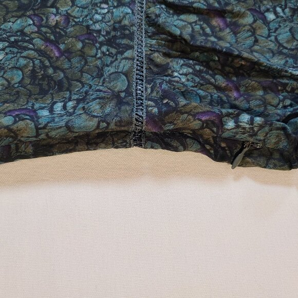 Calvin Klein Jeans Babydoll Blouse M Green Purple Floral V-Neck Tie Waist - Picture 5 of 10